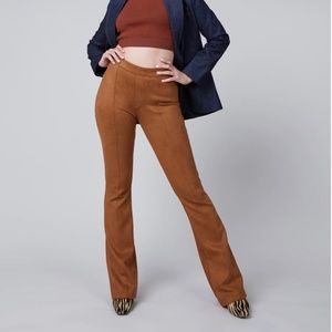 Spanx faux suede camel pants flare small